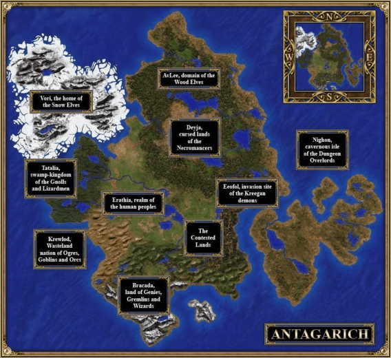 Mapa Antagarich miejsce wydarzeń Heroes III oraz Might and Magic VII